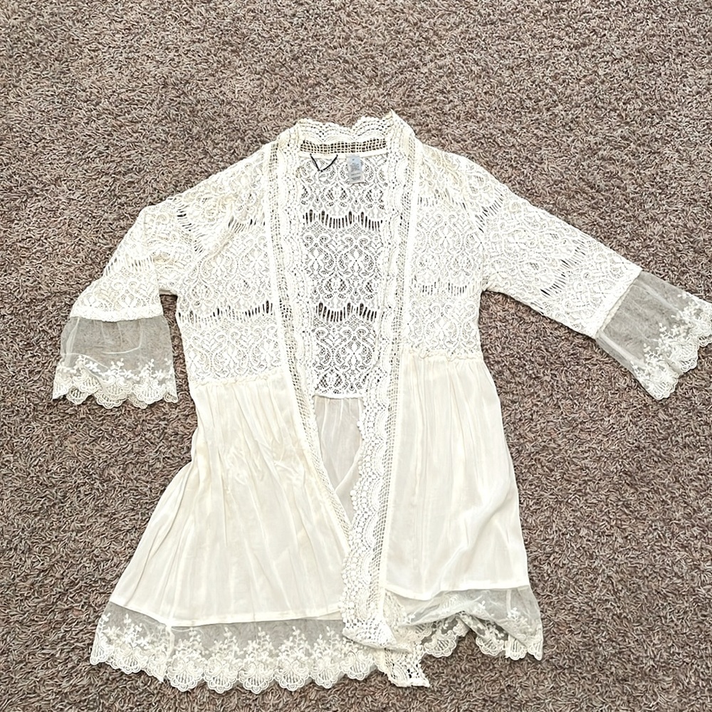 Cream lace over piece